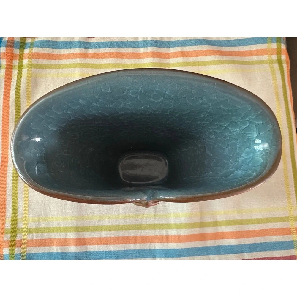 Crowning Touch Collection Blue Crackle Glaze Shell Vase Made in Japan Coastal